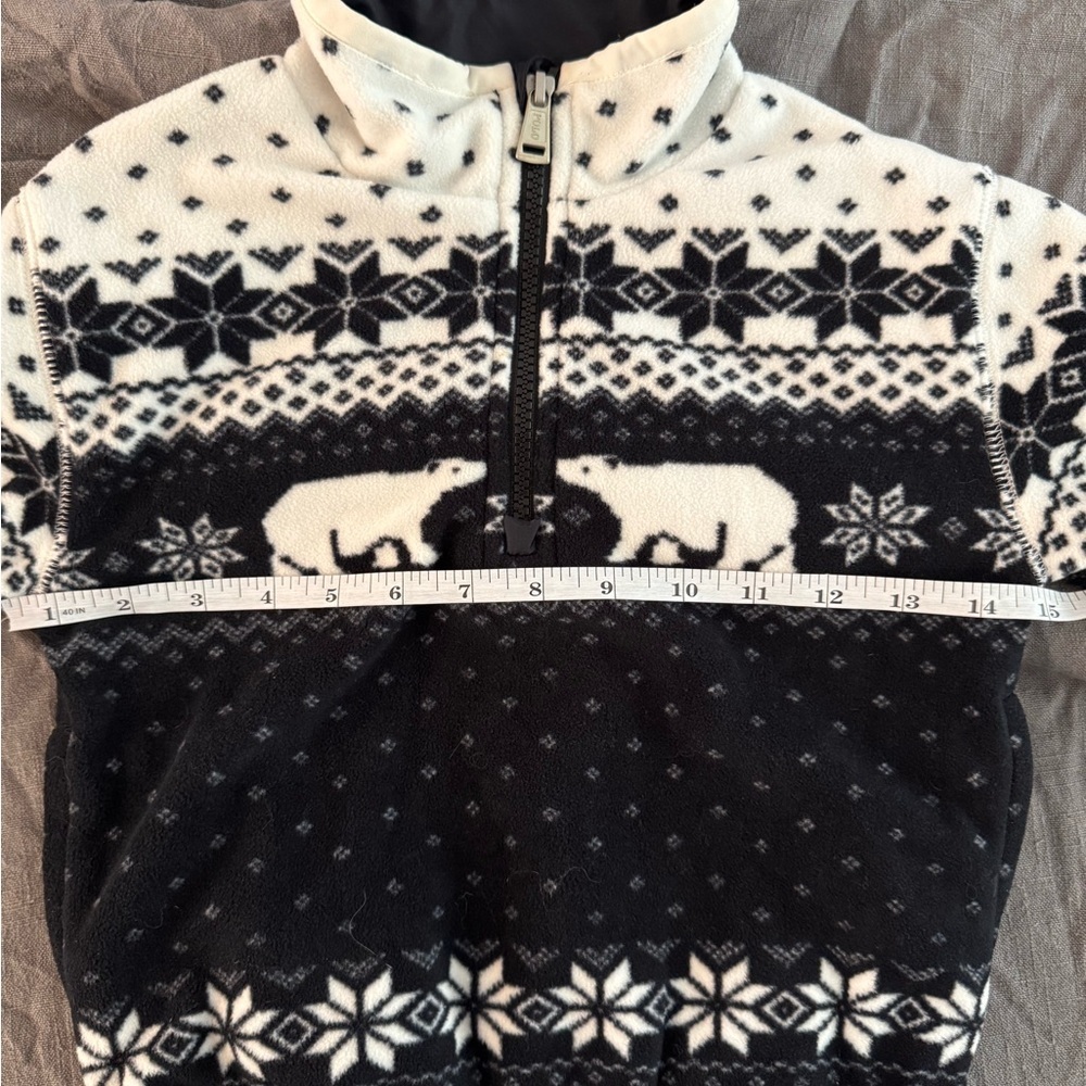 Polo Ralph Lauren Kids Black & White Fair Isle Patterned Fleece Pullover Size 5 - Picture 7 of 10